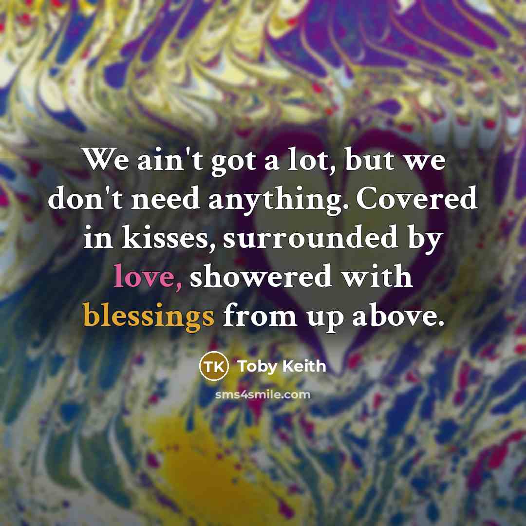 “We ain't got a lot, but we don't need anything.…” quote by Toby Keith