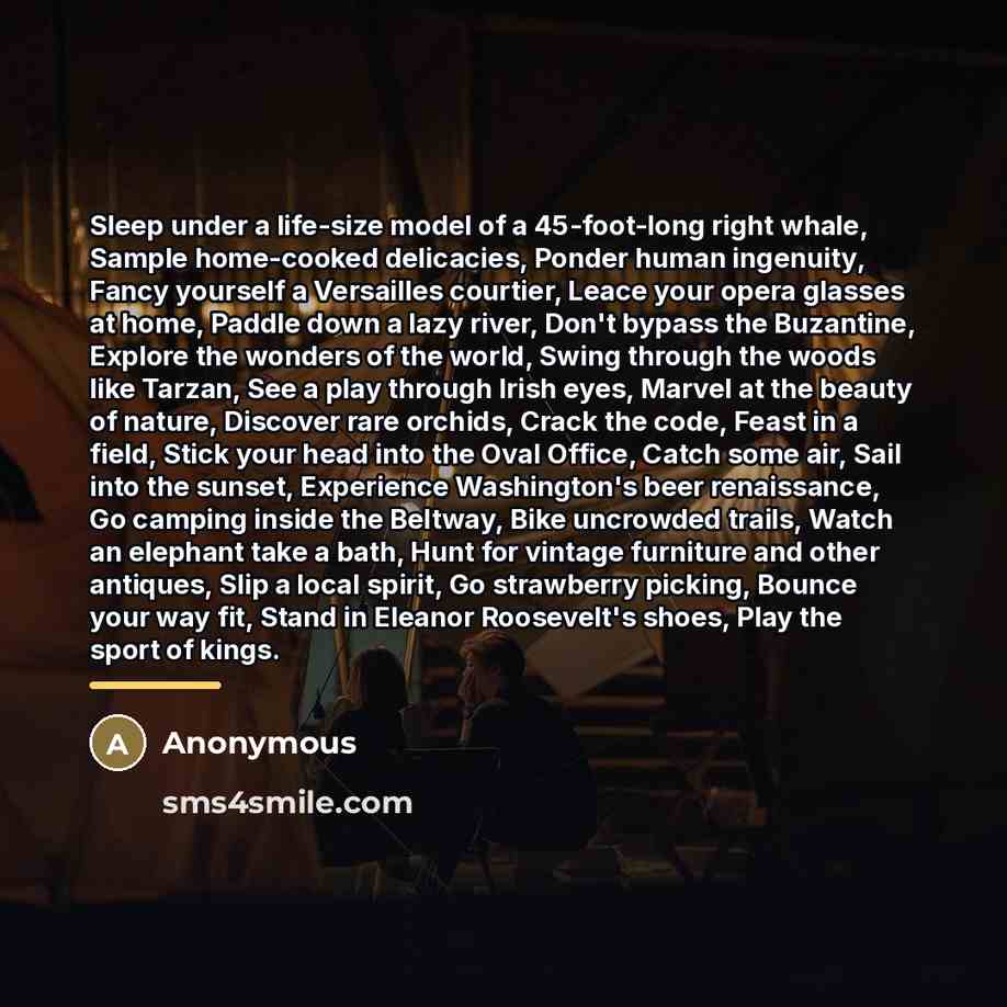 “Sleep under a life-size model of a 45-foot-long right whale,…” quote by Anonymous