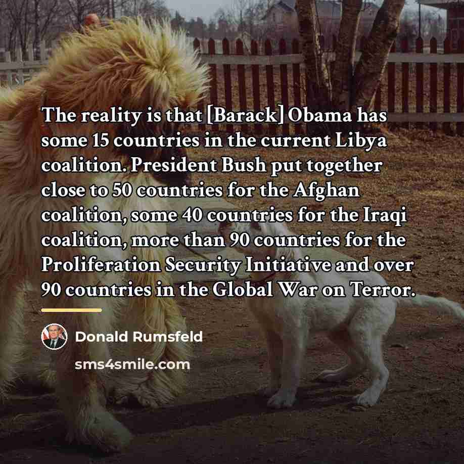 “The reality is that [Barack] Obama has some 15 countries…” quote by Donald Rumsfeld
