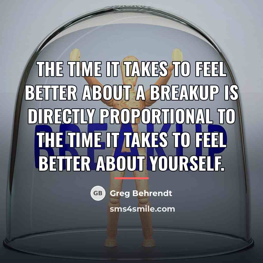 “The time it takes to feel better about a breakup…” quote by Greg Behrendt