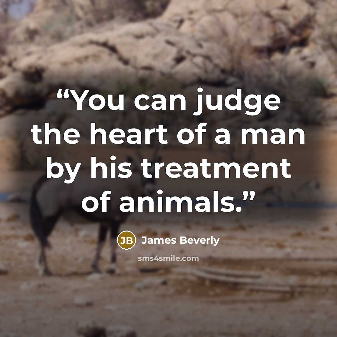 “You can judge the heart of a man by his treatment of animals.” quote by James Beverly