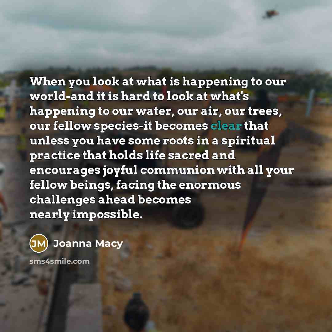 “When you look at what is happening to our world-and…” quote by Joanna Macy