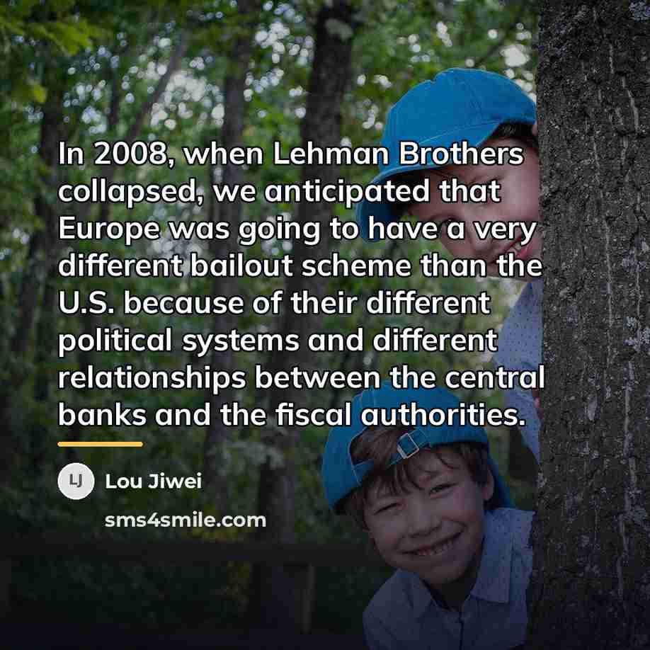 “In 2008, when Lehman Brothers collapsed, we anticipated that Europe…” quote by Lou Jiwei