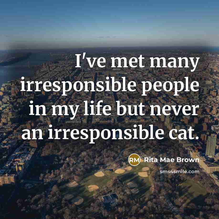 “I've met many irresponsible people in my life but never…” quote by Rita Mae Brown