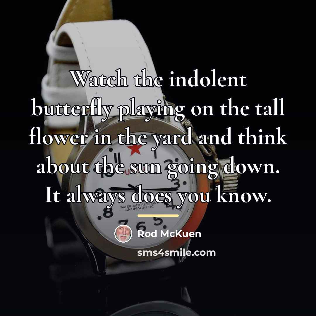 “Watch the indolent butterfly playing on the tall flower in…” quote by Rod McKuen
