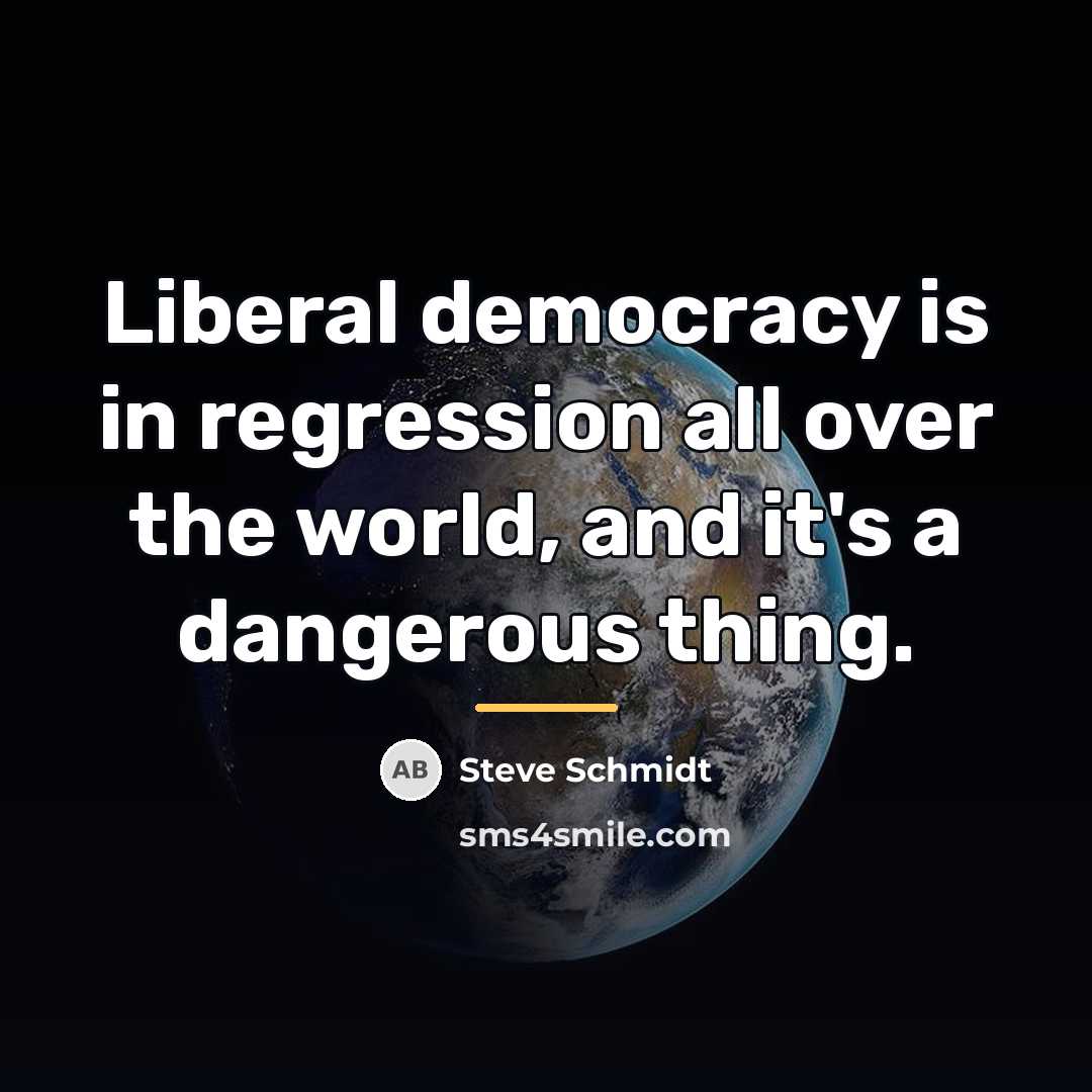 “Liberal democracy is in regression all over the world, and…” quote by Steve Schmidt