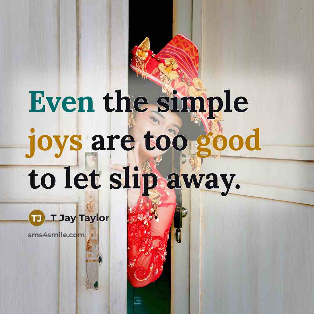 “Even the simple joys are too good to let slip…” quote by T Jay Taylor