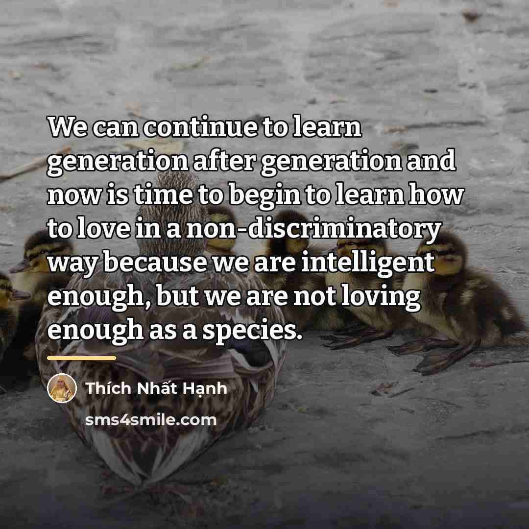 “We can continue to learn generation after generation and now…” quote by Thich Nhat Hanh