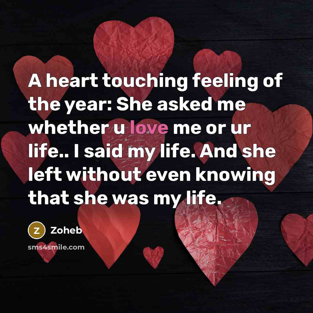 “A heart touching feeling of the year: She asked me…” quote by Zoheb