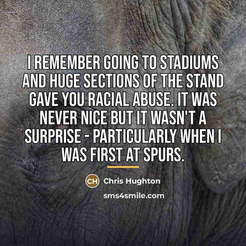 “I remember going to stadiums and huge sections of the…” quote by Chris Hughton