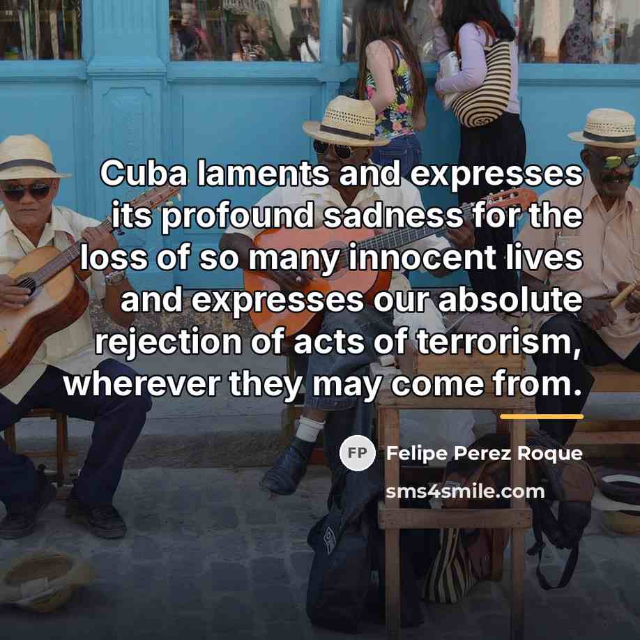 “Cuba laments and expresses its profound sadness for the loss…” quote by Felipe Perez Roque