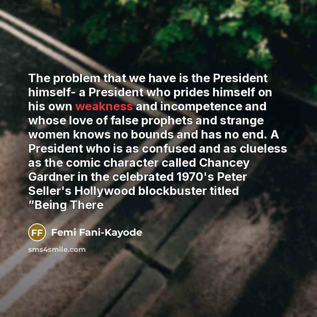 “The problem that we have is the President himself- a…” quote by Femi Fani-Kayode