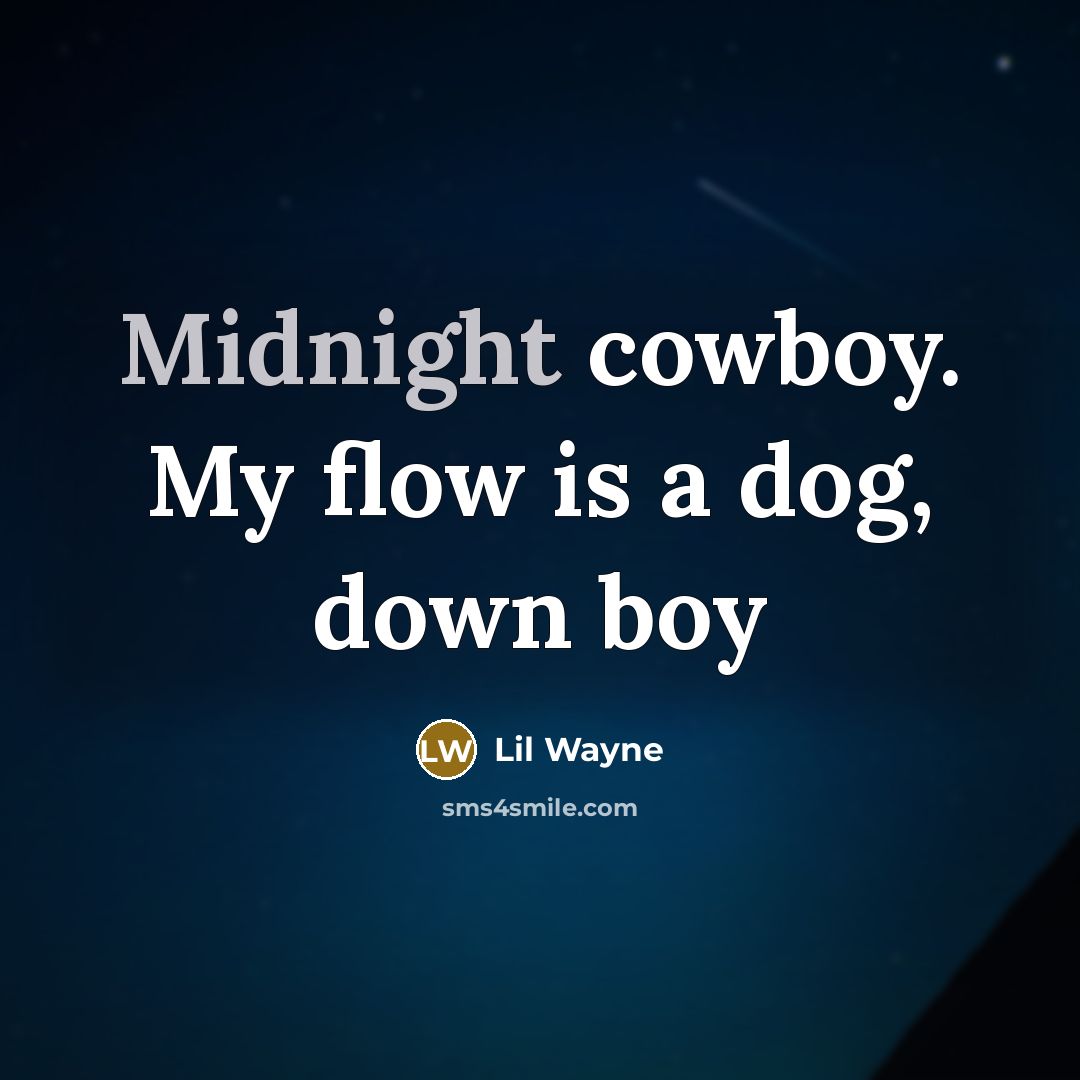 “Midnight cowboy. My flow is a dog, down boy…” quote by Lil Wayne