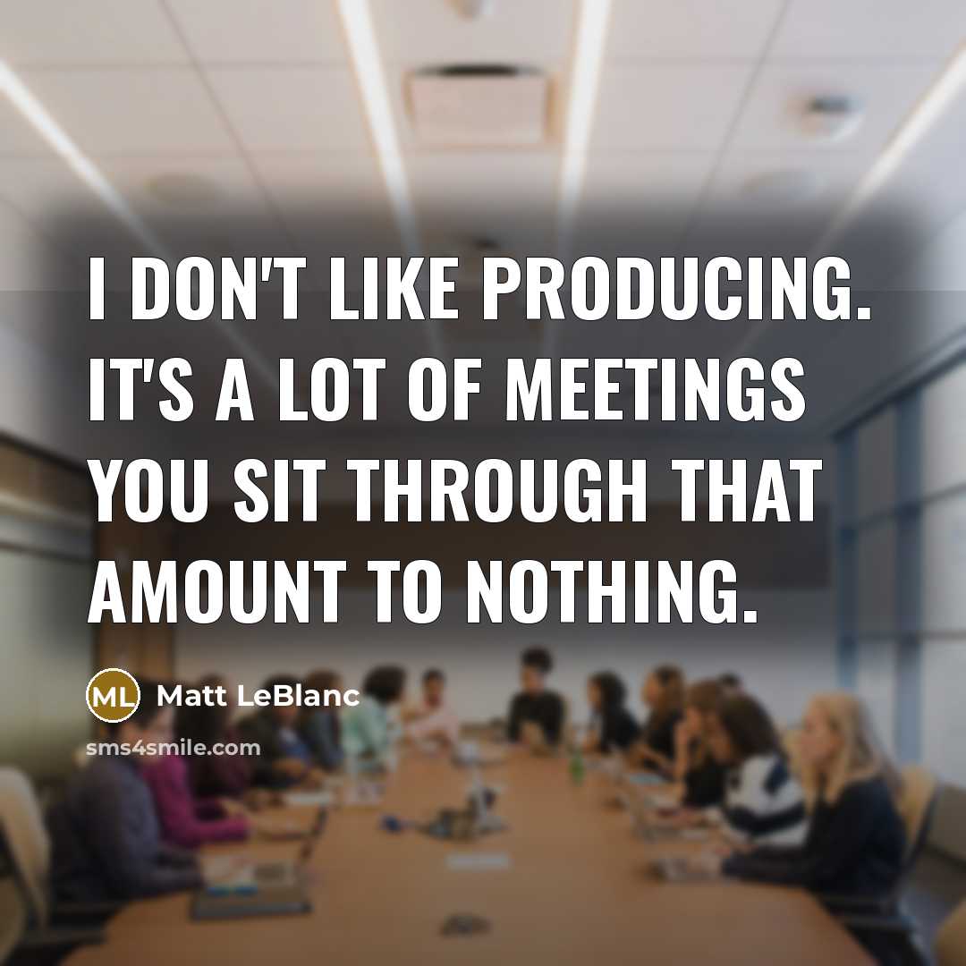 “I don't like producing. It's a lot of meetings you…” quote by Matt LeBlanc