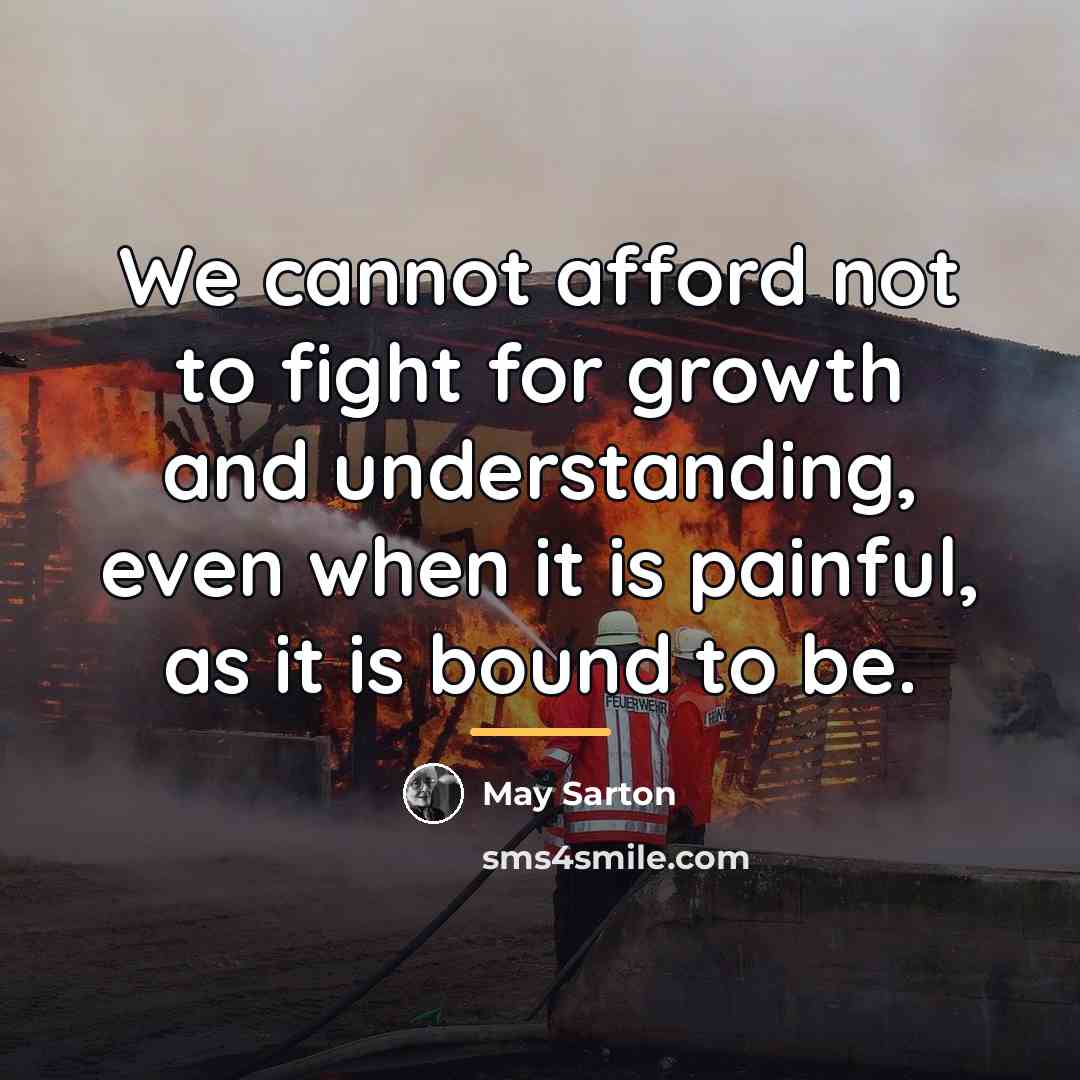 “We cannot afford not to fight for growth and understanding,…” quote by May Sarton