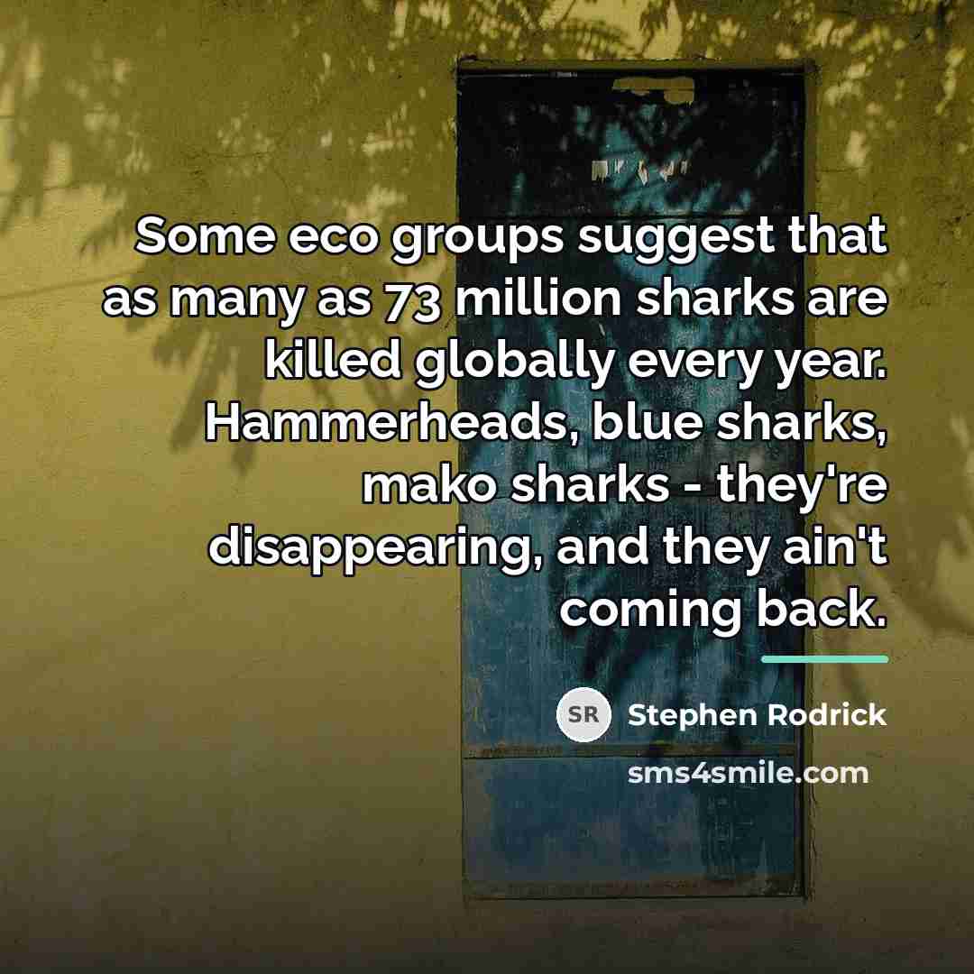 “Some eco groups suggest that as many as 73 million…” quote by Stephen Rodrick