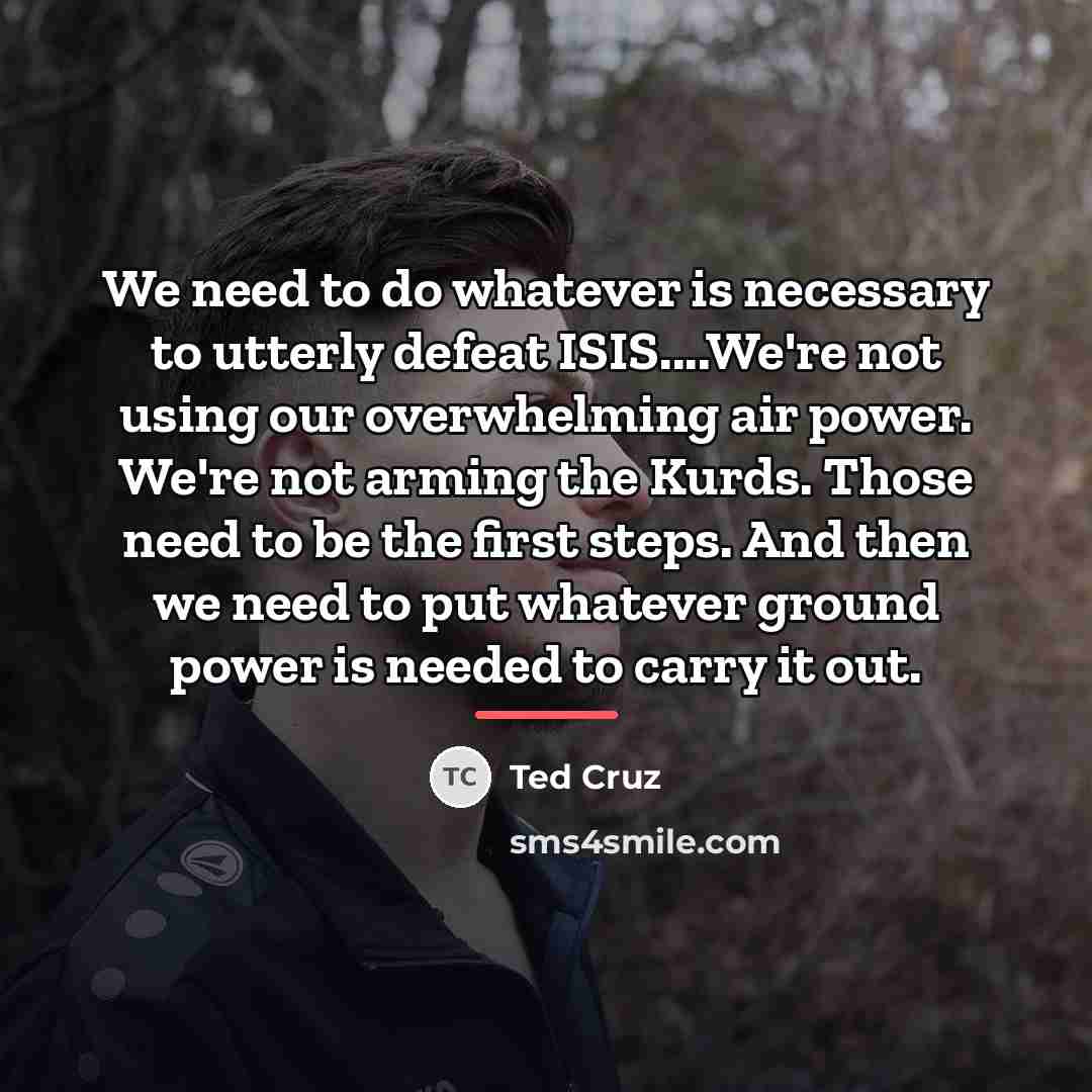 “We need to do whatever is necessary to utterly defeat…” quote by Ted Cruz