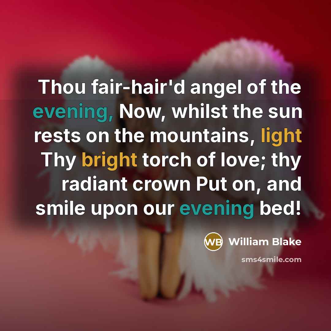 “Thou fair-hair'd angel of the evening, Now, whilst the sun…” quote by William Blake