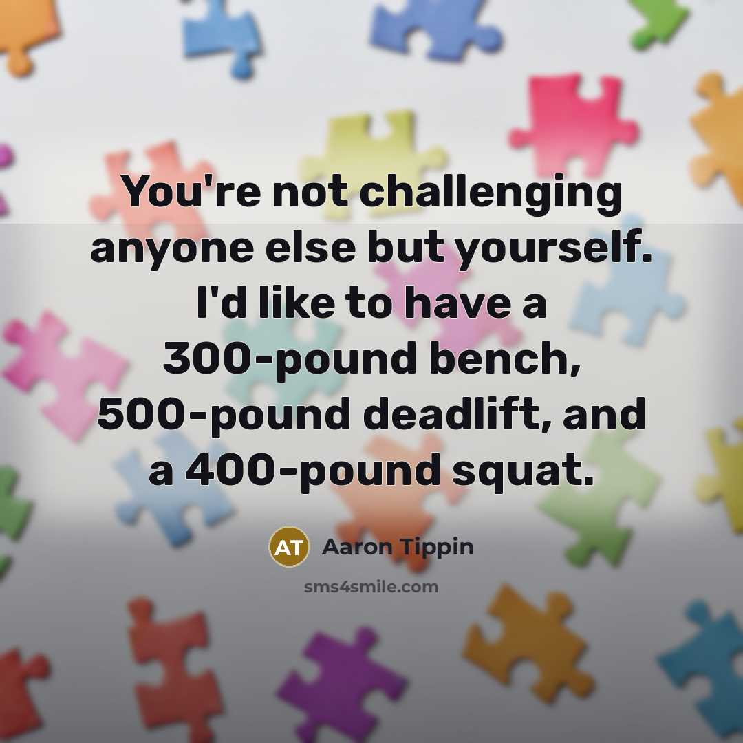 “You're not challenging anyone else but yourself. I'd like to…” quote by Aaron Tippin