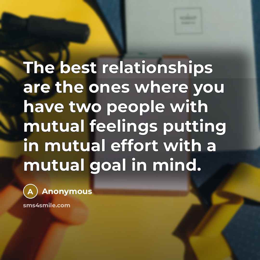 “The best relationships are the ones where you have two people with mutual feelings putting in mutual effort with a mutual goal in mind.” quote by Anonymous