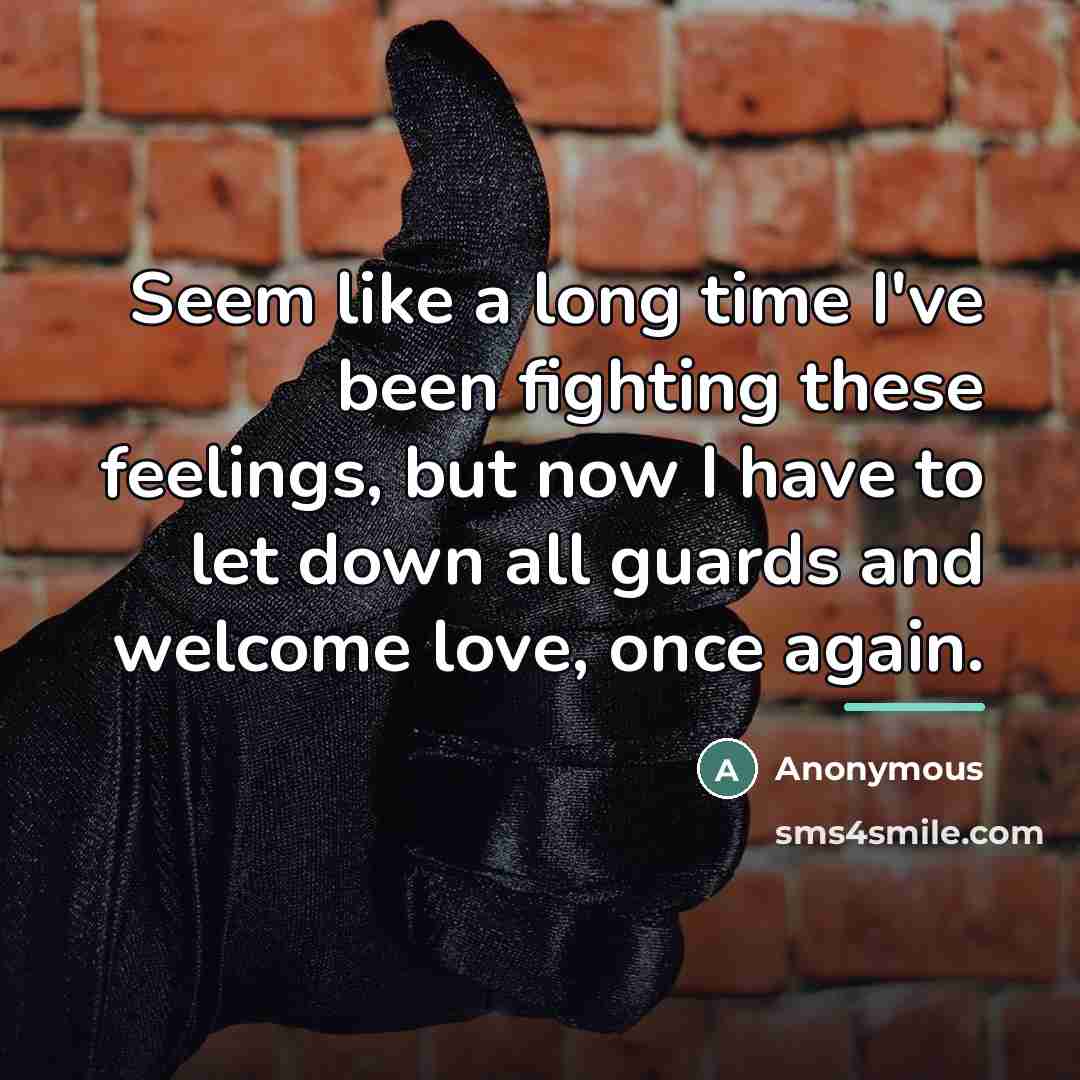 “Seem like a long time I've been fighting these feelings,…” quote by Anonymous