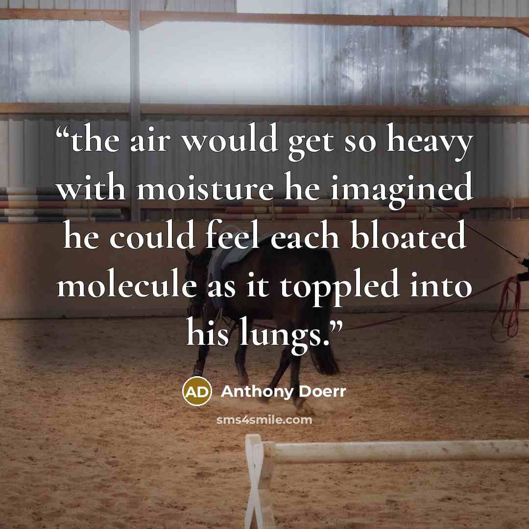 “the air would get so heavy with moisture he imagined he could feel each bloated molecule as it toppled into his lungs.” quote by Anthony Doerr