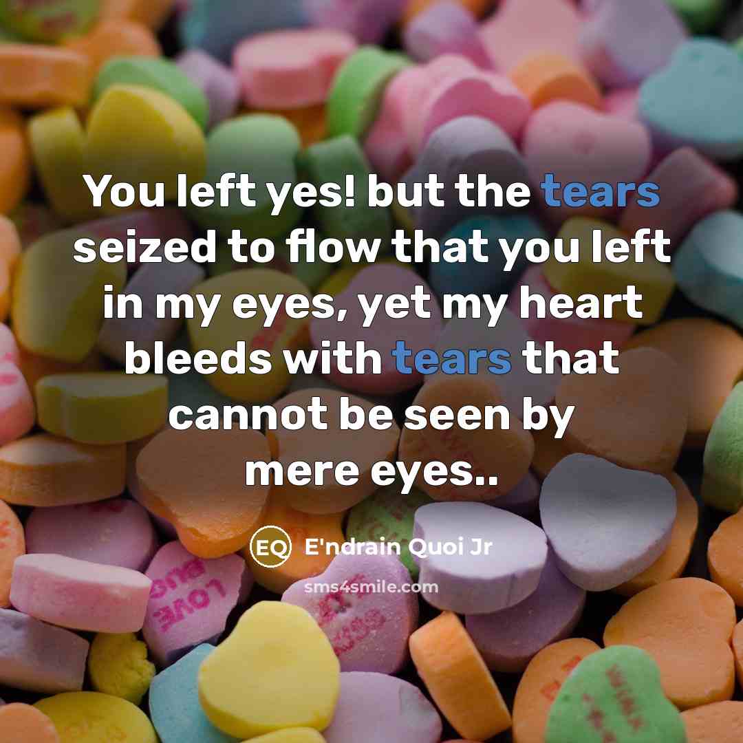 “You left yes! but the tears seized to flow that…” quote by E'ndrain Quoi Jr