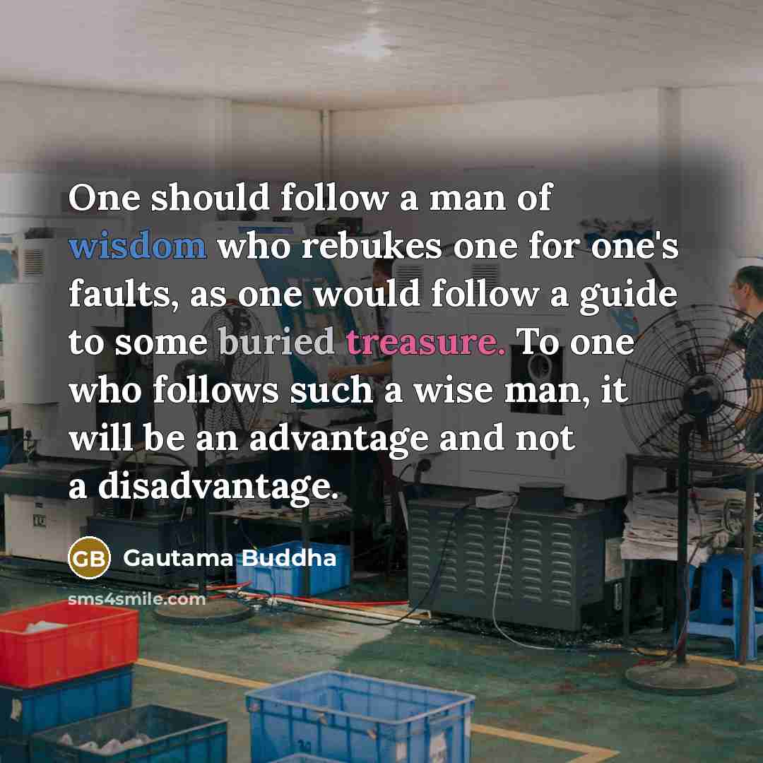 “One should follow a man of wisdom who rebukes one…” quote by Gautama Buddha