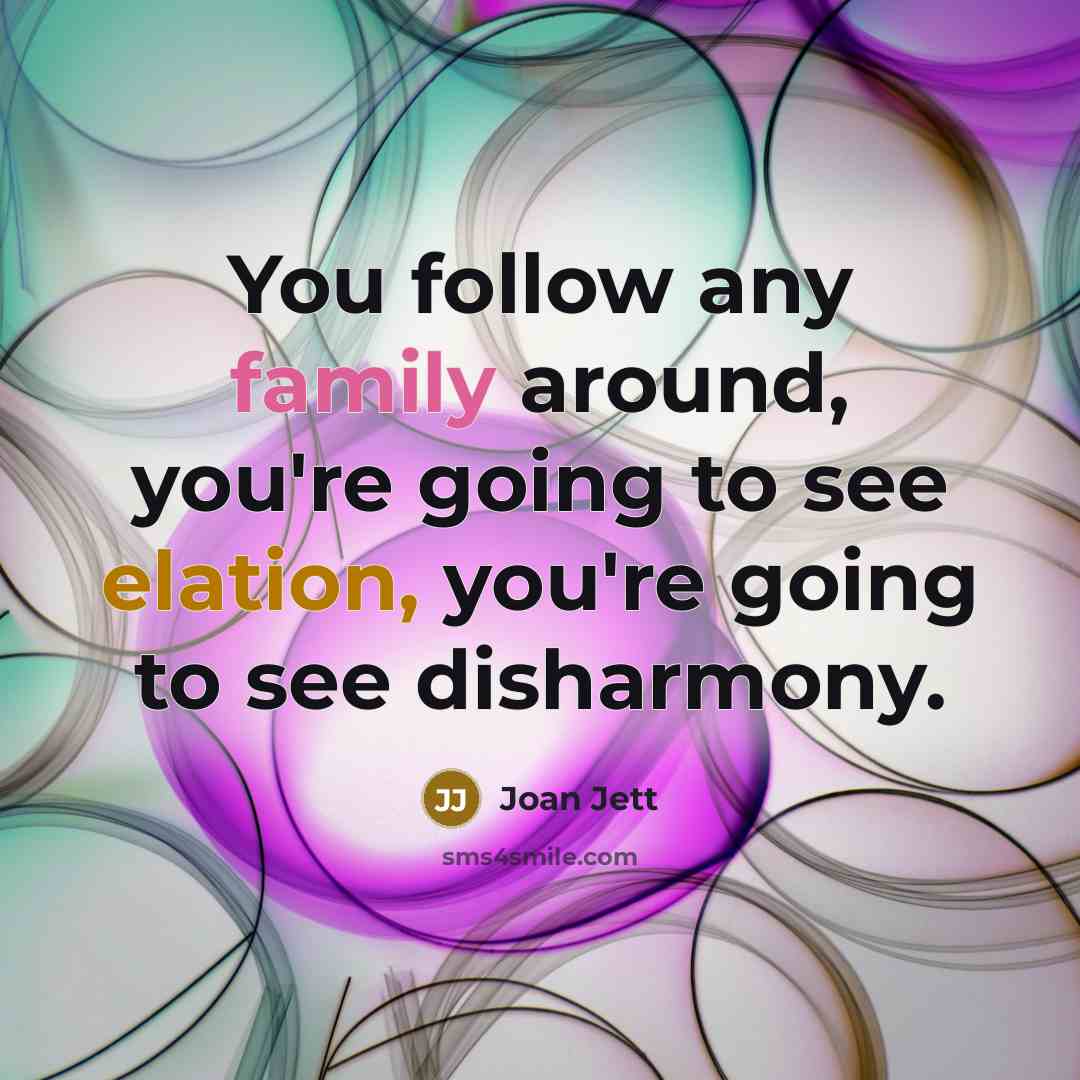 “You follow any family around, you're going to see elation,…” quote by Joan Jett