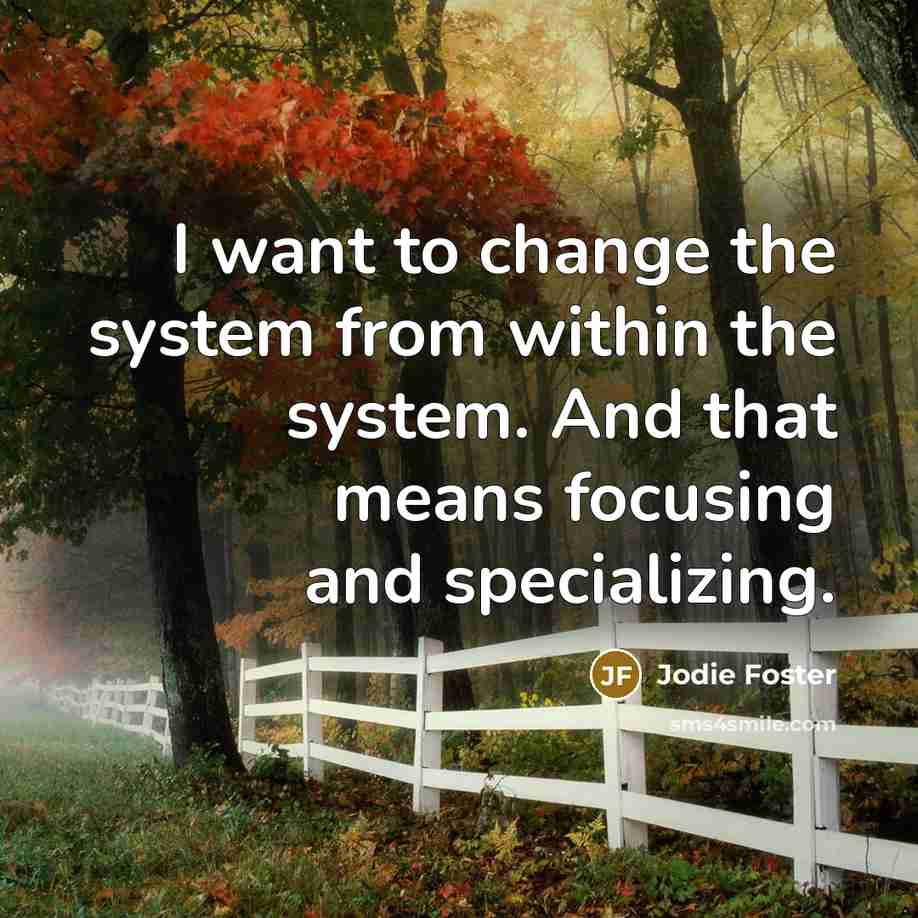 “I want to change the system from within the system.…” quote by Jodie Foster