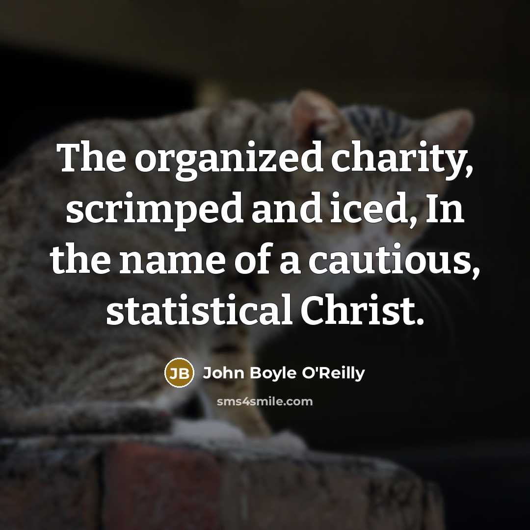 “The organized charity, scrimped and iced, In the name of…” quote by John Boyle O'Reilly