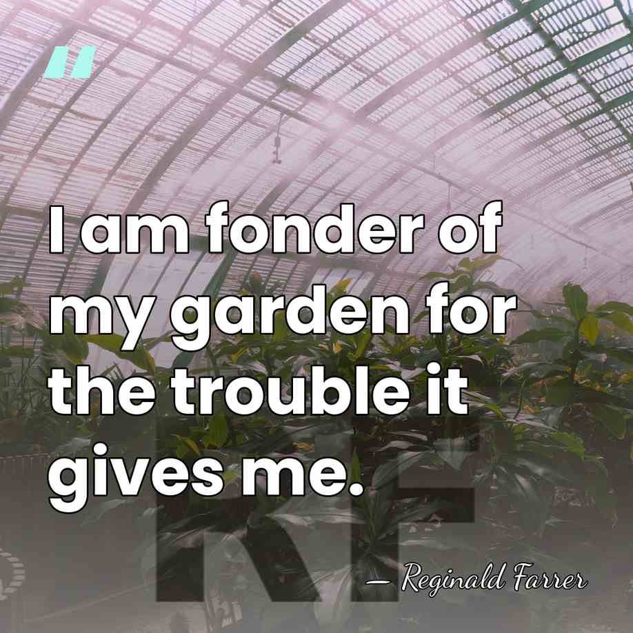 I am fonder of my garden for the trouble it gives me. - Reginald Farrer