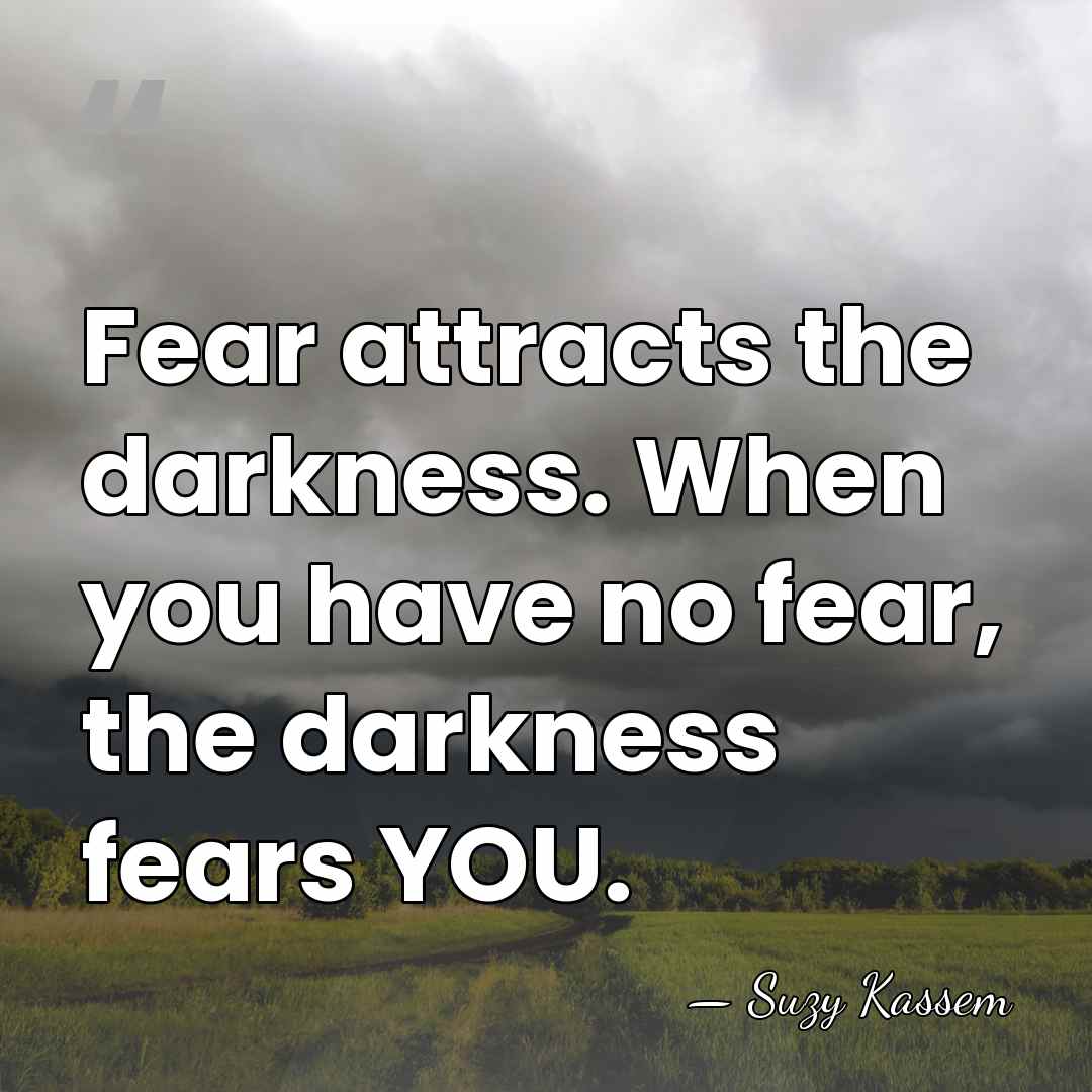 Fear attracts the darkness. When you have no fear, the darkness fears&hellip; - Suzy Kassem