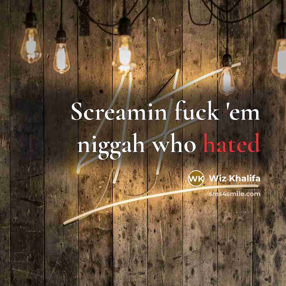 “Screamin fuck 'em niggah who hated” quote by Wiz Khalifa