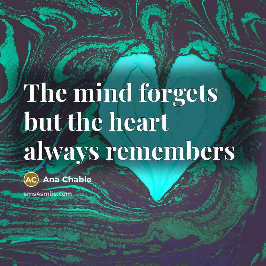 “The mind forgets but the heart always remembers…” quote by Ana Chable