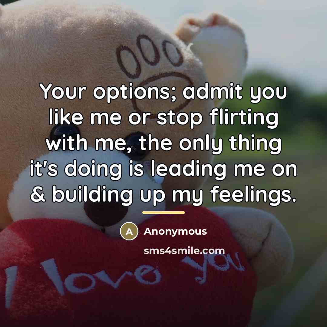 “Your options; admit you like me or stop flirting with…” quote by Anonymous