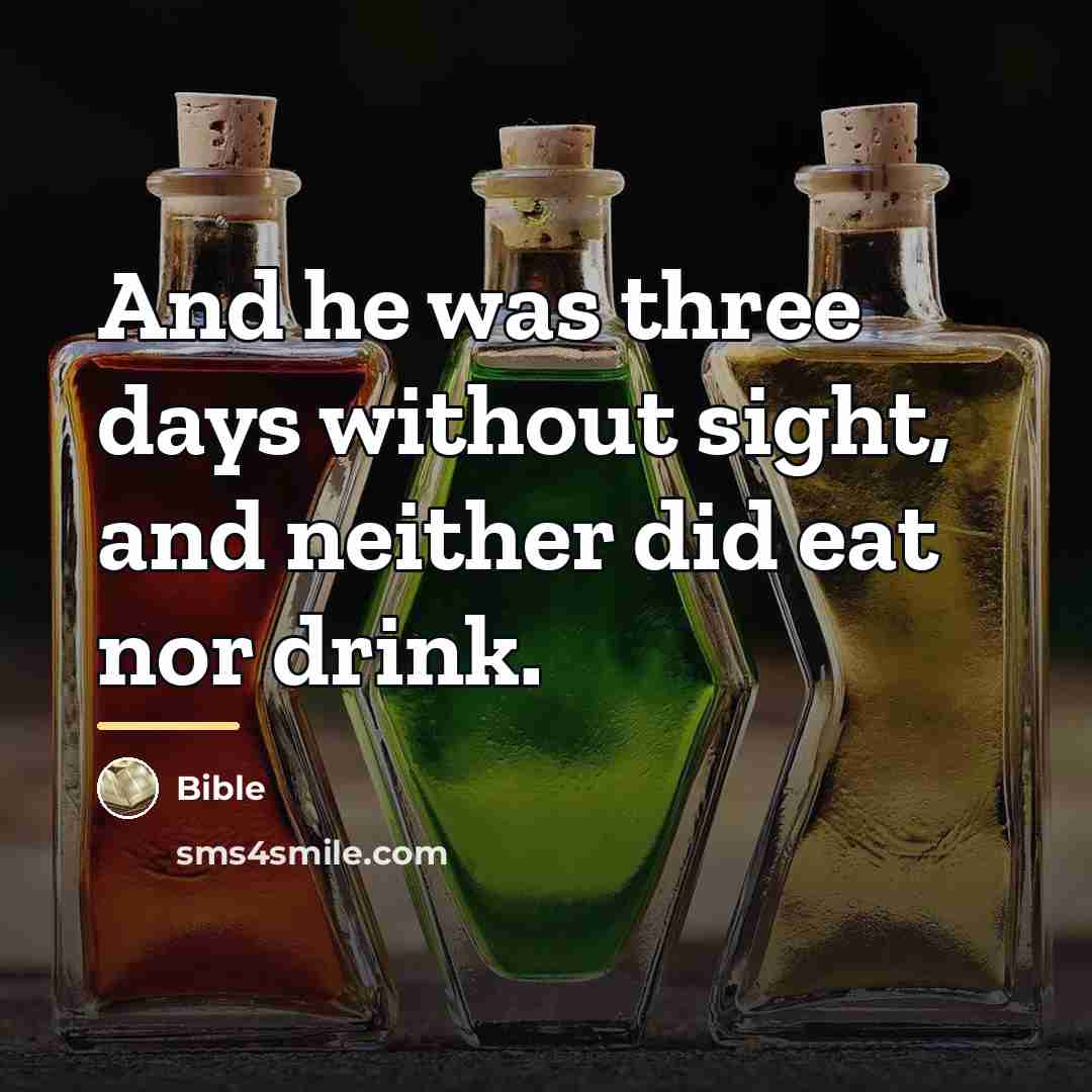 “And he was three days without sight, and neither did…” quote by Bible