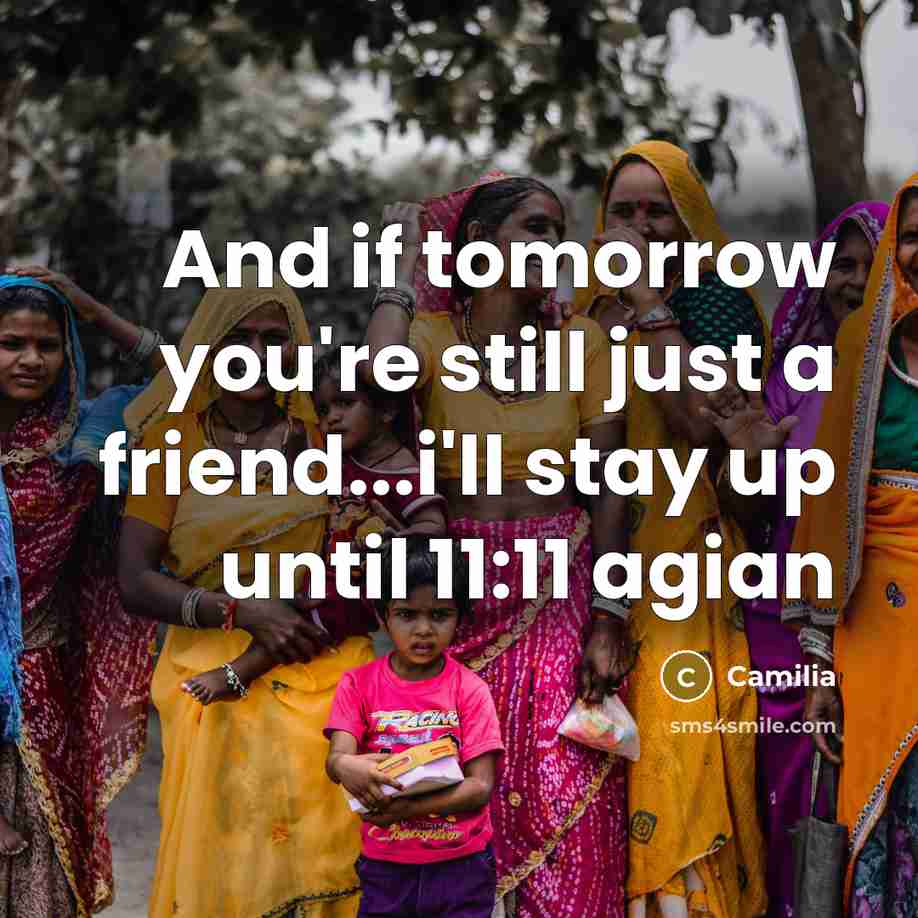 “And if tomorrow you're still just a friend...i'll stay up…” quote by Camilia