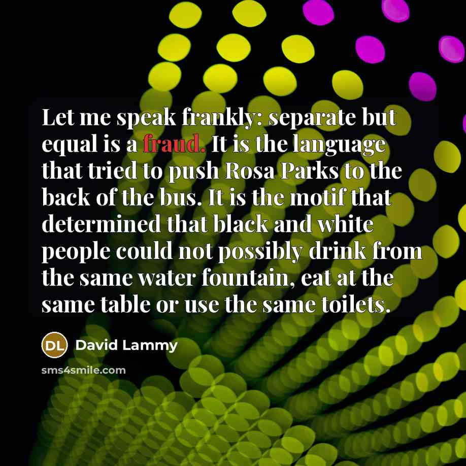 “Let me speak frankly: separate but equal is a fraud.…” quote by David Lammy