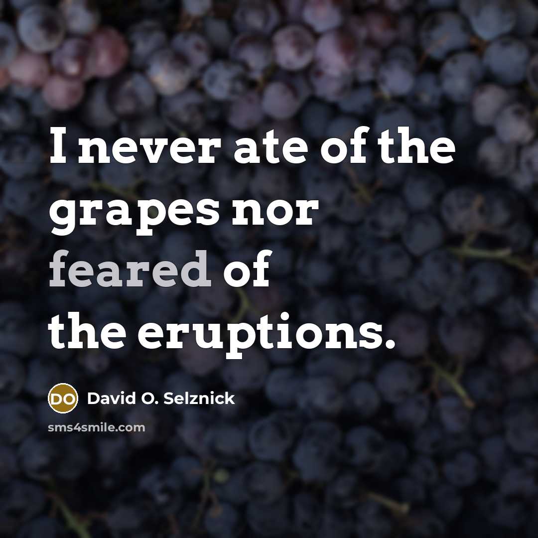 “I never ate of the grapes nor feared of the…” quote by David O. Selznick