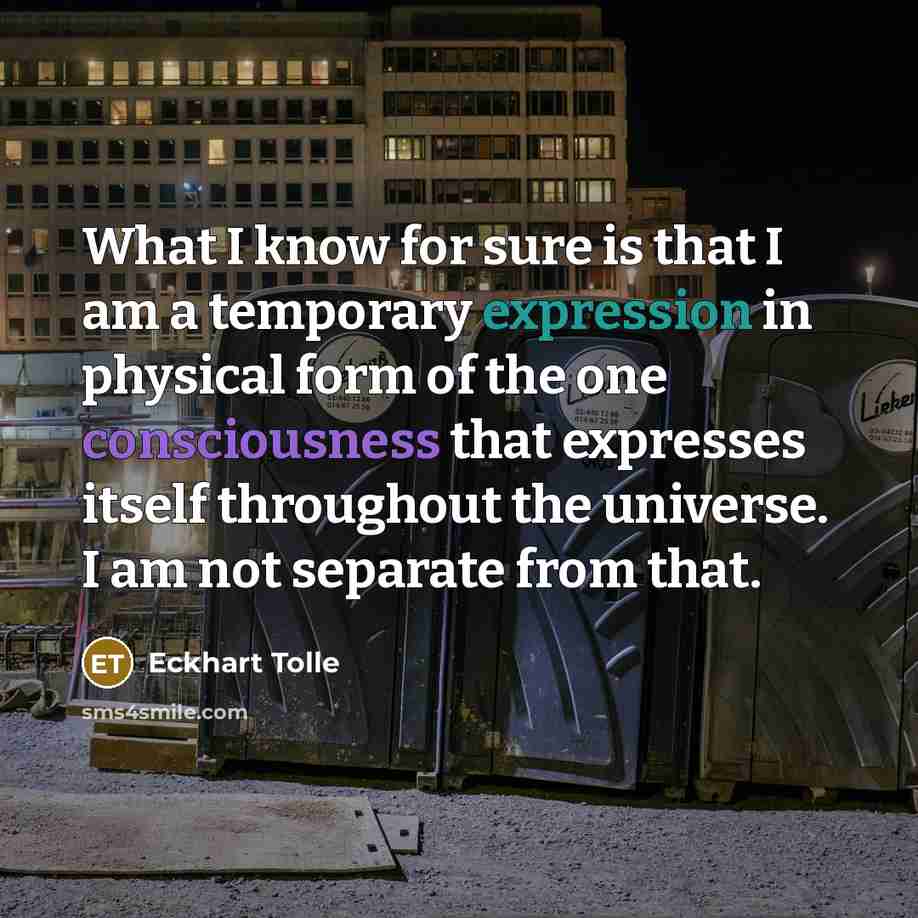 “What I know for sure is that I am a…” quote by Eckhart Tolle