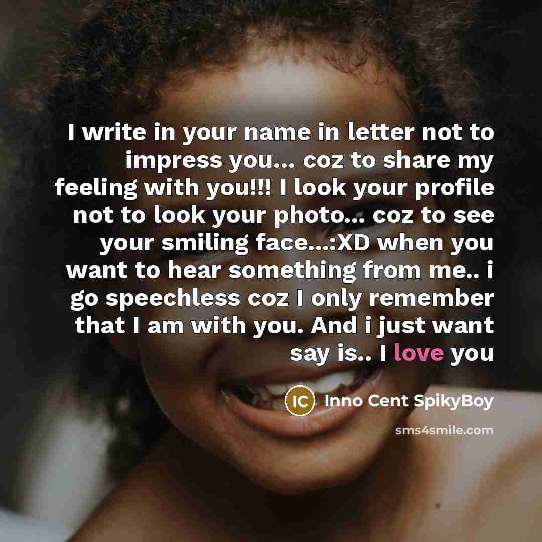 “I write in your name in letter not to impress…” quote by Inno Cent SpikyBoy