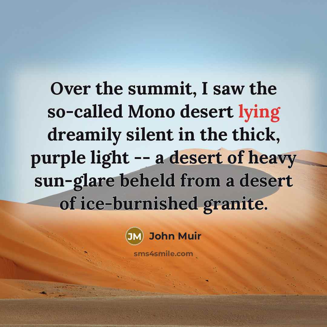 “Over the summit, I saw the so-called Mono desert lying…” quote by John Muir