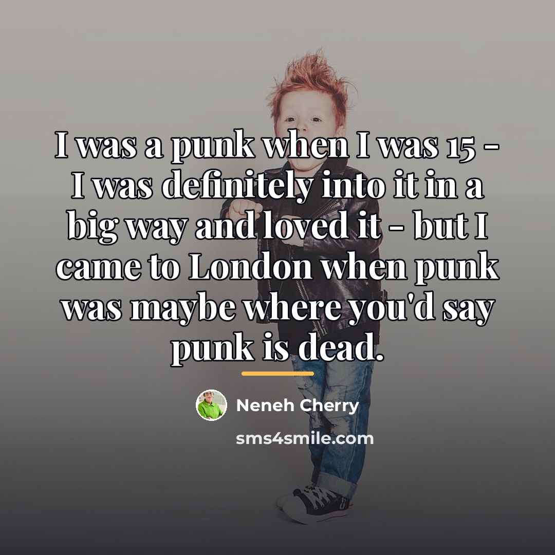 “I was a punk when I was 15 - I…” quote by Neneh Cherry