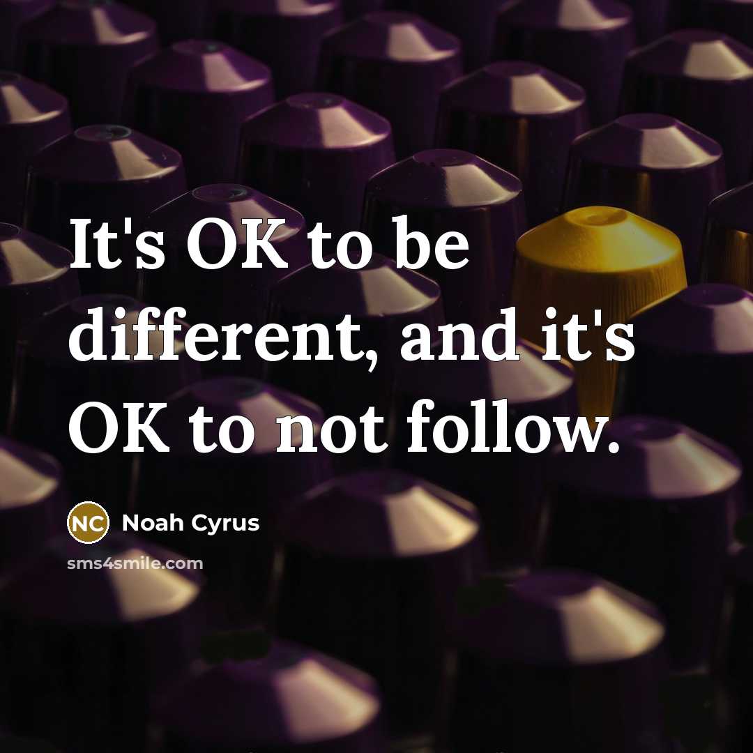 “It's OK to be different, and it's OK to not…” quote by Noah Cyrus