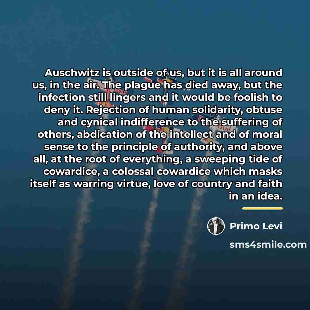 “Auschwitz is outside of us, but it is all around…” quote by Primo Levi