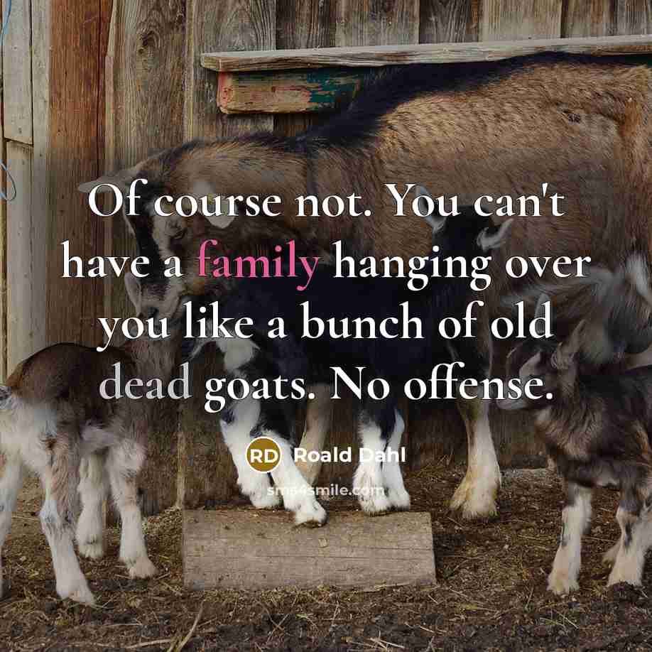 “Of course not. You can't have a family hanging over…” quote by Roald Dahl