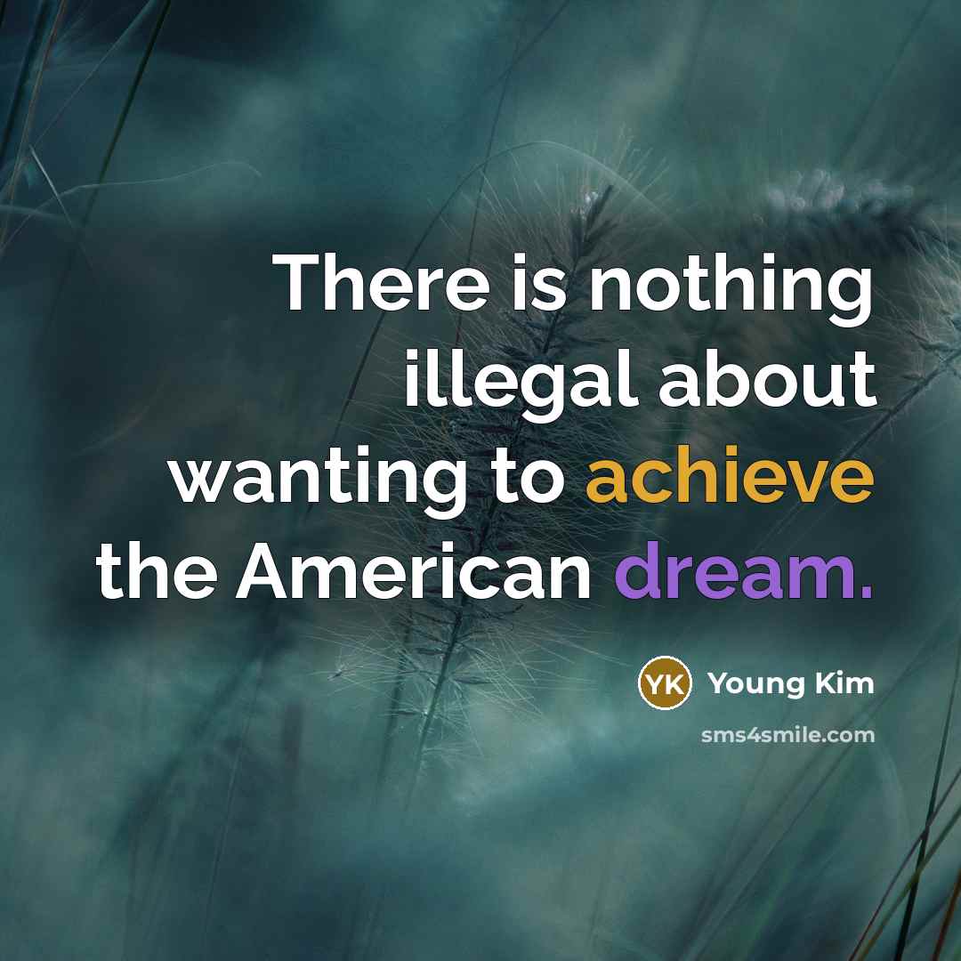 “There is nothing illegal about wanting to achieve the American…” quote by Young Kim