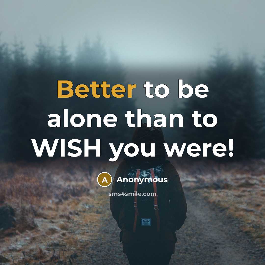 “Better to be alone than to WISH you were!” quote by Anonymous