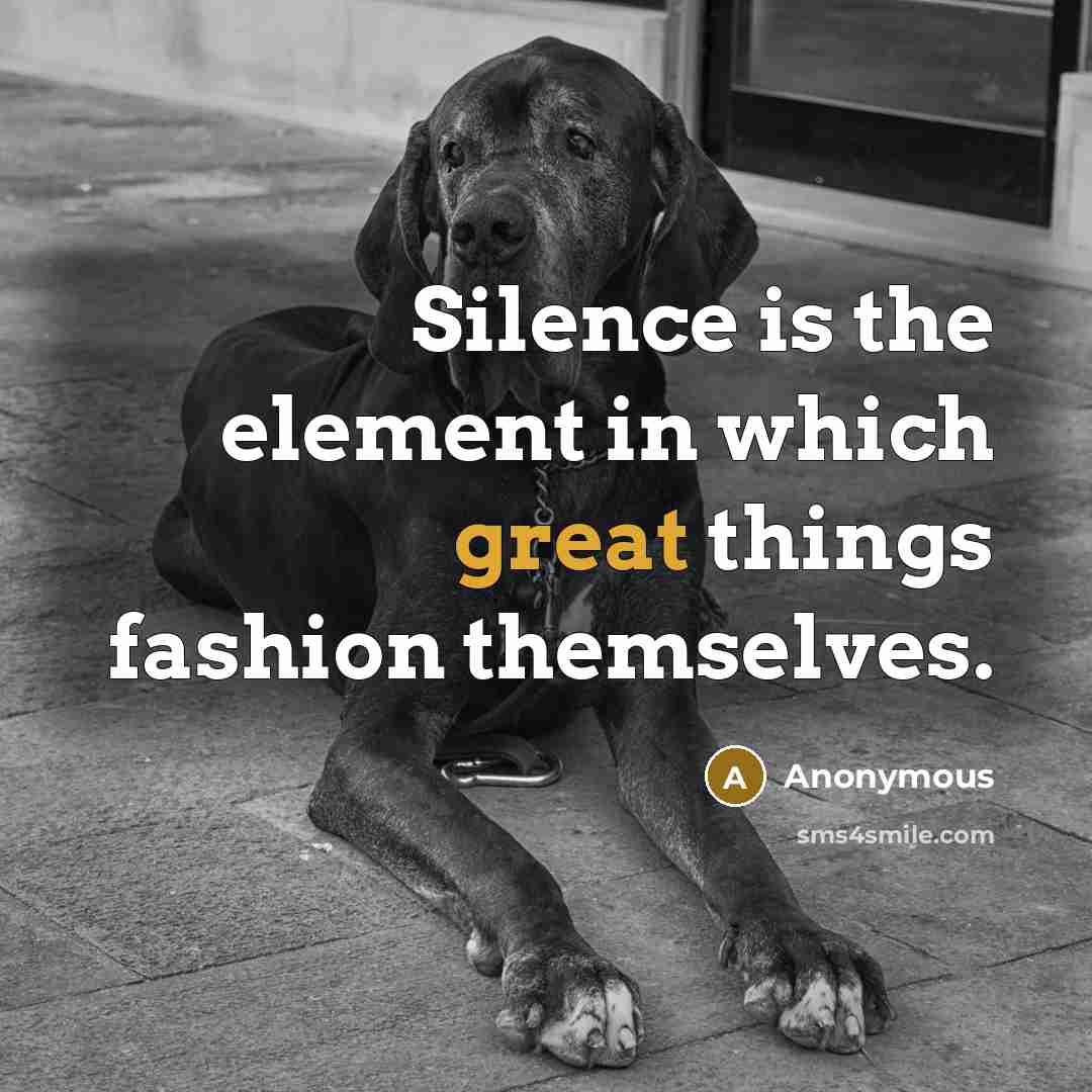 “Silence is the element in which great things fashion themselves.” quote by Anonymous